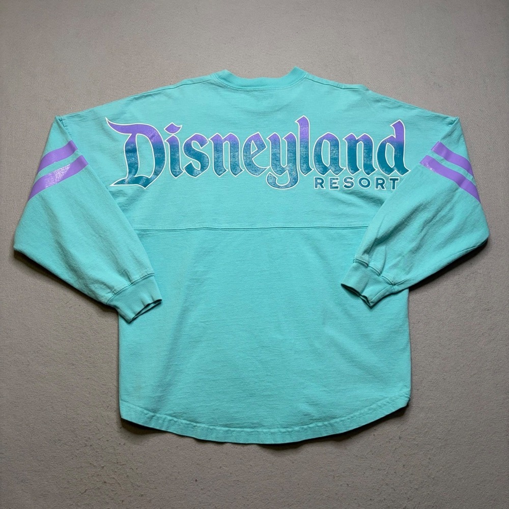 Disney Spirit Jersey Womens Medium Teal Disneyland‎ Resort Ombre Puff Print Tee